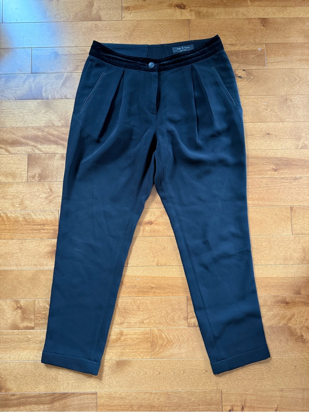 rag & bone Black Pleated Tapered Dress Pants